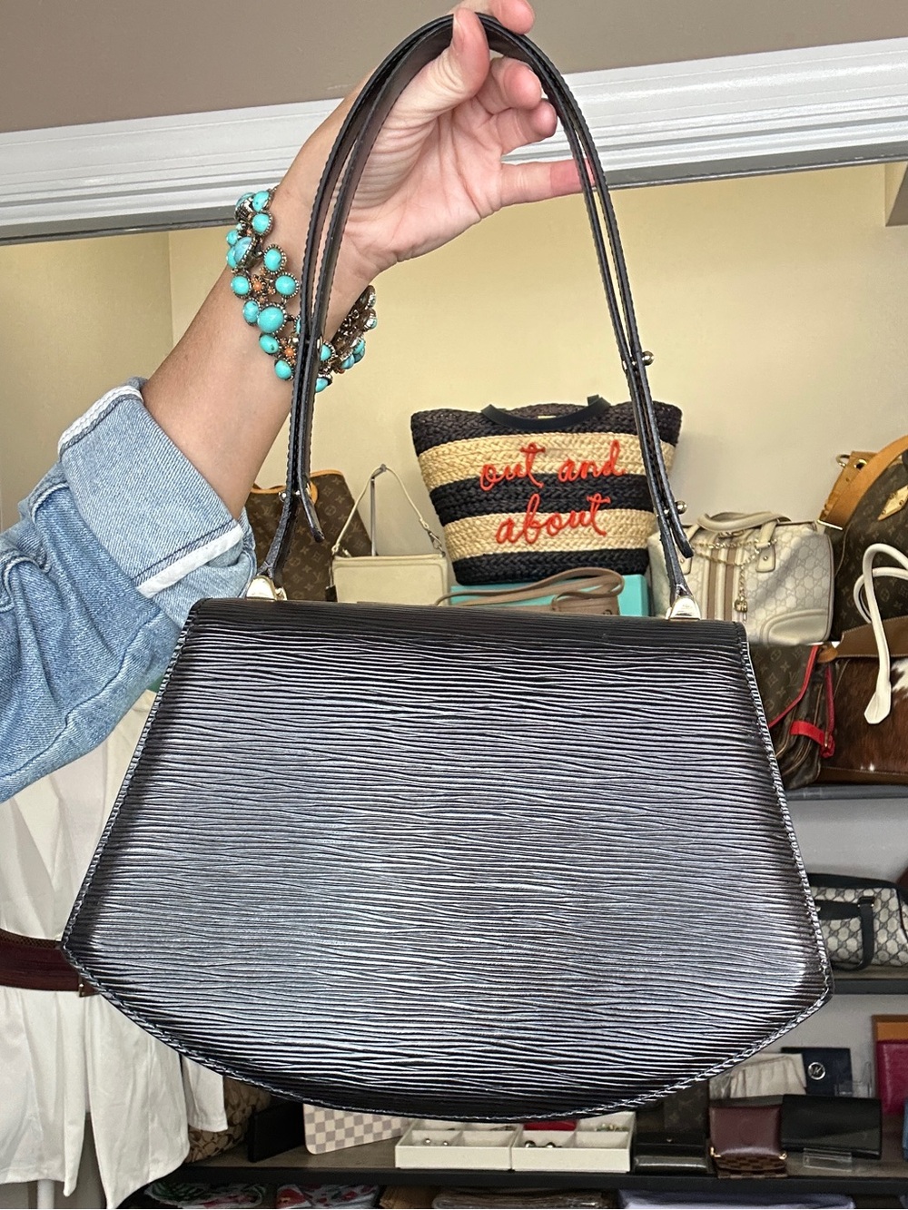 Louis Vuitton Vintage Tilsitt Black Epi Leather Shoulder Bag 1991 w:/ COA - Picture 5 of 15